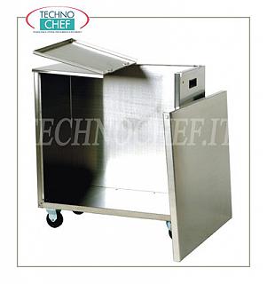 WHEELED STAINLESS STEEL HOPPER, with FRONT SHUTTER OPENING, mod.TR Stainless steel flour hopper on wheels, front shutter opening for the insertion of 2 25 kg bags, dim. 380x720x760h