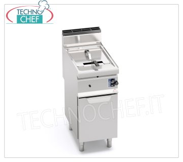 GAS FRYER 1 10 lt Tank on CABINET, Burners in the Tank, Mechanical Controls, mod.GL10M GAS FRYER 1 10 lt tank on CABINET, MACROS 700 Line, Burners with Pipes in the Tank, Mechanical controls, thermal power 6.9 Kw, Weight 39 Kg, dim.mm.400x700x900h