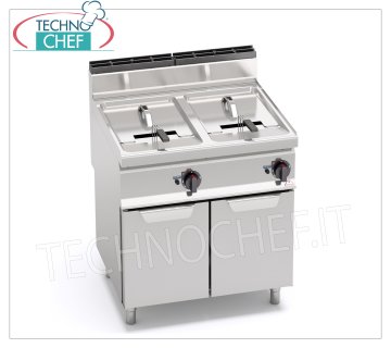 TECHNOCHEF - GAS FRYER on MOBILE, 2 tanks of 18+18 litres, Mod.GL18+18MI GAS FRYER on MOBILE, BERTOS, MACROS 700 line, INDIRECT GAS FRY series, 2 independent tanks of 18+18 litres, external burners, analogue controls, thermal power Kw.28,00, Weight 63 Kg, dim.mm.800x700x900h