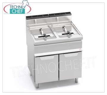 TECHNOCHEF - GAS FRYER on CABINET, 2 tanks of lt.20+20, Mod.GL20+20M GAS FRYER on CABINET, BERTOS, MACROS 700 Line, TURBO Series, 2 independent tanks of lt.20+20, thermal power 33,00 Kw, Weight 63 Kg, dim.mm.800x700x900h