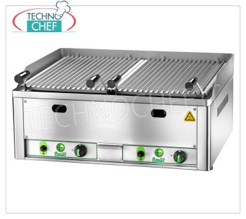 Fimar - GAS LAVA STONE GRILL, DOUBLE TOP module, Mod.GL66 Gas lava stone grill, double top module with independent controls complete with two meat grills, heat output 13 Kw, dimensions mm. 660x540x220h.
