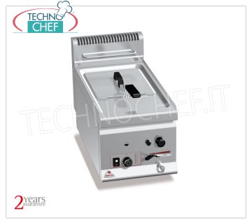 GAS FRYER 1 well of lt.8, Burner in the Well, Mechanical Controls, mod.GL8B Countertop GAS FRYER, 1 8 lt Tank, PLUS 600 Line, Pipe Burners in the Tank, thermal power Kw.6,6, Weight 19 Kg, dim.mm.300x600x290h