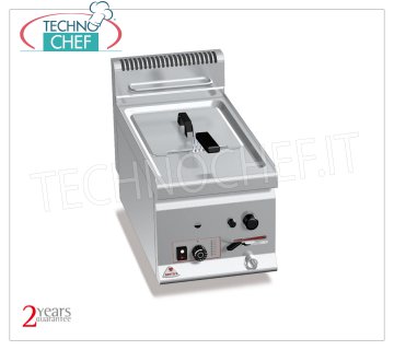 GAS FRYER 1 well of 8 lt., Burner in the well, Mechanical Controls, mod. GL8B Countertop GAS FRYER, 1 8 liter tank, PLUS 600 line, barrel burners in the tank, thermal power 6.6 kW, weight 19 kg, dim.mm.300x600x290h