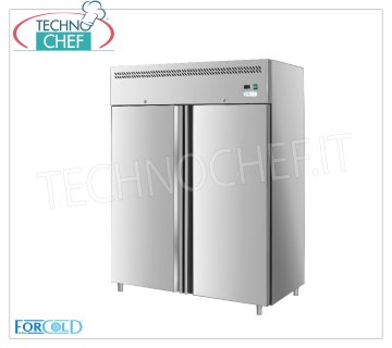 Forcold - 2-door refrigerated cabinet, lt.1104, ventilated, temp.+2°/+8°C, class D, mod.G-GN1200TN-FC 2 Door Refrigerator Cabinet, Professional, lt.1104, Temp.+2°/+8°C, with fan and internal air conveyor, ECOLOGICAL in Class D, Gas R290, Gastronorm 2/1, V.230/1, Kw.0,415, Weight 163 Kg, dim.mm.1340x810x2010h