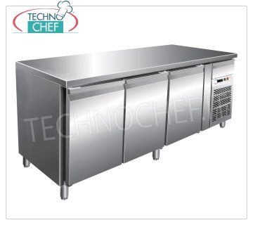 Forcar - Refrigerated Table Frigor 3 Doors, Temp. -2 ° / + 8 ° C, lt. 417, Ventilated, Class B, G-GN3100TN Refrigerated counter table 3 DOORS and neutral drawer, Professional, capacity 417 liters, temperature -2 ° / + 8 ° C, ventilated refrigeration, Gastronorm 1/1, ECOLOGICAL in Class B, Gas R290, V.230 / 1, Kw.0 , 26, Weight 134 Kg, dim.mm.1795x700x860h