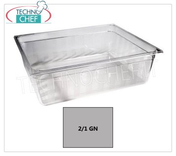 Gastronorm tray GN 2/1 in polycarbonate Gastro-Norm 2/1 bowl in polycarbonate, capacity lt.58,4 dim. mm 650 x 530 x 200 h