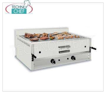 TECHNOCHEF - Gas Lava Stone Grill, Double Top Module, Mod.I-120 GAS LAVA STONE GRILL, DOUBLE TOP module with 1095x535 mm COOKING AREA, complete with UNIVERSAL GRATING, thermal power 26 Kw, Weight 104 Kg, external dimensions mm.1200x700x430h