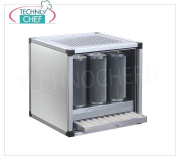 Filtering and Deodorization groups with activated carbon Filtering and Deodorization Group consisting of 1 pre-filter in self-extinguishing glass microfibers and 5 active carbon cylinders, max capacity 1500, Weight 50 Kg, dim.mm.700x400x700h