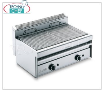 GRILL VAPOR TOP version, DOUBLE MODULE - ARRIS - 550 Series GRILL VAPOR GAS TOP version, DOUBLE MODULE with independent controls with 2 COOKING ZONES of 390x410 mm, complete with grating with rods, thermal power 13.8 kw, Weight Kg 50, external dimensions mm 800x550x315h
