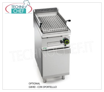 Fimar - GAS VAPOR-COMBI WATER GRILL, 1 module on OPEN CABINET, Mod.GW40 GAS VAPOR-WATER GRILL, 1 module on OPEN CABINET with COOKING ZONE of 344x500 mm, thermal power Kw.9.00, Weight 45 Kg, dim.mm.400x700x1040h