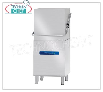TECHNOCHEF - Dishwasher hood, digital controls, max 60 baskets / hour LIFT-WASHING DISHWASHER with QUADRO basket 500x500 mm, 4 cycles of 60/90/120/240 sec, max yield 60 baskets / hour, rinse aid dispenser and electric detergent, V.400 / 3 + N, Kw.6, 74, Weight 133 Kg, dim.mm.620x770x1900h