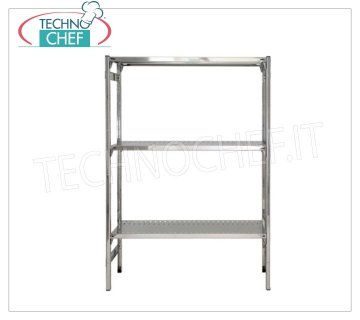 Stainless steel modular shelf unit, Slotted Shelves, Hook Assembly - H 150 Modules with various Dept 