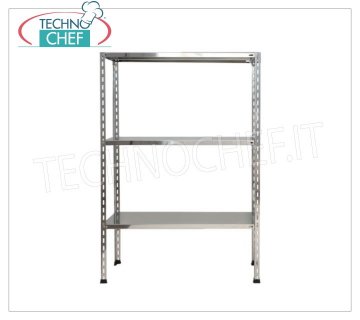 Stainless steel modular shelf unit, Smooth Shelves, Bolt Assembly - H 150 