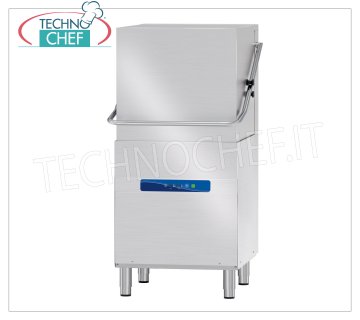 TECHNOCHEF - Dishwasher hood, digital controls, max 60 baskets / hour DISHWASHER HOOD-LIFTED in ENHANCED VERSION with 600x500 mm QUADRO basket, 4 cycles of 60/90/120/240 sec, max yield 60 baskets / hour, electric detergent and rinse aid dispenser, V.400 / 3 + N, Kw .6,74, Weight 162 Kg, dim.mm.720x770x1900h