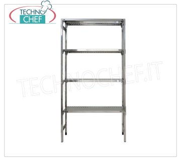 Stainless steel modular shelf unit, Slotted Shelves, Hook Assembly - H 180 Modules with various Dept 