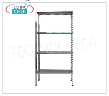 Stainless steel modular shelf unit, Slotted Shelves, Assembly with bolts - H 180 Modules with variou 