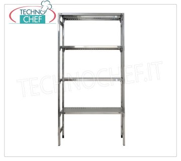 Stainless steel modular shelf unit, Slotted Shelves, Hook Assembly - H 200 Modules with various Dept 