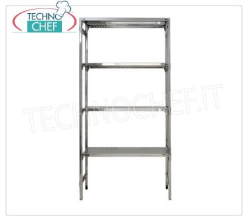 Stainless steel modular shelf unit, Slotted Shelves, Hook Assembly - H 200 