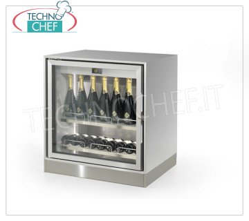 ENOFRIGO - Refrigerated Wine Display Case, 1 Glass Door, 68 bottles capacity, Mod.H800 / MF Refrigerated display case for wine, 1 glass door, capacity 68 bottles, 3 shelves, temperature + 4 ° / + 18 ° C, ventilated refrigeration, V.230 / 1, Kw.0,3, Weight 110 Kg, dim.mm.837x641x878h