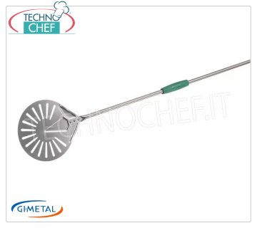 Gi.Metal - Stainless steel perforated pizza peel, Gluten Free Line, handle length 150 cm Perforated pizza peel in stainless steel, Gluten Free Line, light, smooth and resistant, diameter 200 mm, handle length 1500 mm.