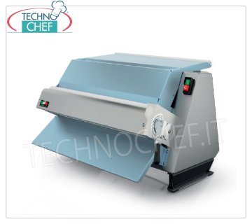 Professional Pastry Sheeter with 30 cm Rolls, Double Opening, Mod. 3300 / MPZ30 Stainless steel sheeter with 1 pair of rollers 30 cm long, double entry for sugary pastries, shortcrust pastry, croissants and plastic chocolate, V.230 / 1, Kw.0.37, Weight 22 Kg, dim.mm.420x450x410h
