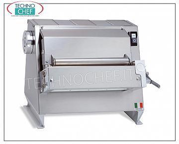 Sheeters for fresh pasta with a pair of 300 mm rollers HIGH PRECISION DOUGH SHEETER with 1 PAIR of ROLLED STAINLESS STEEL ROLLS mm. 300, PREPARED for application of LEAF CUTTER TOOLS, - V. 230/1 - Kw. 0.37 - weight Kg. 23 - dimensions mm. 420x420x370h