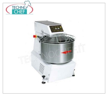 38 Kg HIGH HYDRATION Spiral Mixer, 40 lt Bowl, 2 Speeds, 2 MOTORS, mod. 3000-S382 40 lt Spiral MIXER for HIGH HYDRATION DOUGH, Dough capacity 38 Kg, 2 Speeds and Double Motor, Three-phase 380 Volts, Weight 121 Kg, Dim. mm. 490x800x750h