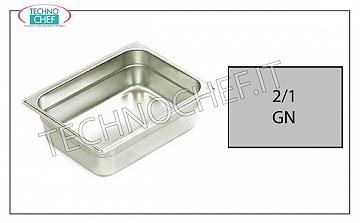 Gastronorm GN 2/1 containers in stainless steel Gastro-norm 2/1 tray, 18/10 stainless steel, dim.mm 650 x 530 x 20 h