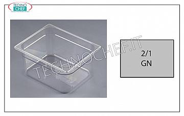 Gastronorm GN 2/1 tray in polycarbonate Gastro-Norm 2/1 tray in polycarbonate, capacity lt. 58.4 dim. mm 650 x 530 x 200 h