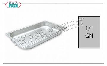 Gastronorm GN 1/1 containers in stainless steel Gastro-norm 1/1 tray, 18/10 stainless steel, dim.mm 530 x 325 x 20 h