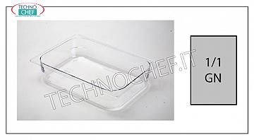 Gastronorm GN 1/1 containers in polycarbonate Gastro-norm 1/1 tray in polycarbonate, capacity 9.2 lt, size 530 x 325 x 65 h