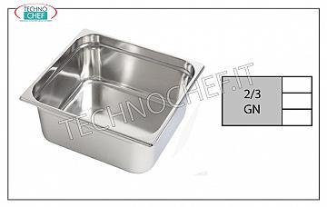 Gastronorm GN 2/3 containers in stainless steel Gastro-norm 2/3 tray, 18/10 stainless steel, dim.mm 353 x 325 x 20 h