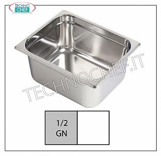 Gastronorm GN 1/2 containers in stainless steel Gastro-norm bowl 1/2, 18/10 stainless steel, dim.mm 325 x 265 x 20 h