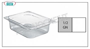 Gastronorm 1/2 pans in polycarbonate Gastro-norm 1/2 bowl in polycarbonate, capacity 4.1 liters, size 325 x 265 x 65 h
