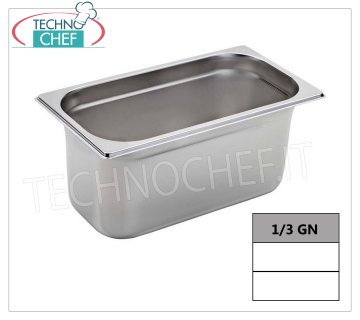 Gastronorm GN 1/3 containers in stainless steel Gastro-norm bowl 1/3, 18/10 stainless steel, dim.mm.325 x 175 x 20 h
