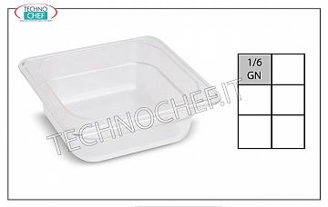 Gastro-norm GN 1/6 polypropylene tray Gastronorm tray 1/6, in polypropylene, dim.mm 176 x 162 x 65 h