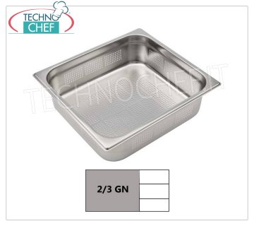 Perforated containers GN 2/3 in stainless steel Gastro-norm tray 2/3, perforated, 18/10 stainless steel, dim.mm.353 x 325 x 20 h