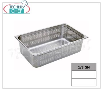 Perforated Gastronorm 1/3 trays in stainless steel Gastro-norm bowl 1/3, perforated, stainless steel 18/10, Capacity lt.2,5, dim.mm.325 x 175 x 65 h