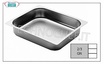 GN 2/3 trays in stainless steel Gastro-norm 2/3 baking tray in stainless steel with 20 mm high edge, dim. mm 353x325x20h