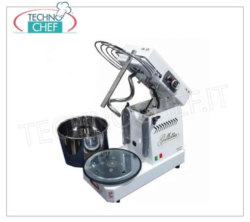 FAMAG - Grilletta, HIGH HYDRATION Spiral Mixer of 5 Kg, Liftable Head, 10 SPEED, mod.IM5S / 230-10VEL HH HIGH HYDRATION 5 Kg GRILLETTA spiral mixer, Professional with lifting head and 8 liter removable bowl, 10 SPEED, V 230/1, kW 0.35, Weight 30 Kg, dim. mm 475x260x390h