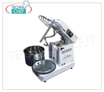 Famag-Grilletta, 8 Kg Spiral Mixer, Liftable Head, mod. IM8 Spiral mixer Grilletta 8 Kg, Professional with liftable head and 11.5 liter removable bowl, V 230/1, kW 0.35, Weight 35 Kg, dim.mm.520x280x430h