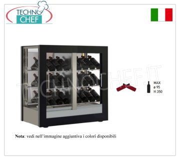 WINE CELLAR-TECA, capacity 42 bottles INCLINED, Static-Ventilated, 3 Glass Sides, dim.mm.874x568x910h