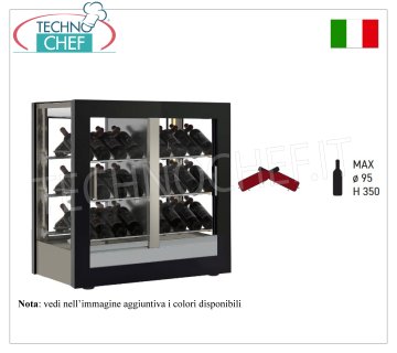 WINE CELLAR-TECA, capacity 42 bottles INCLINED, Static-Ventilated, 4 Glass Sides, dim.mm.874x568x910h