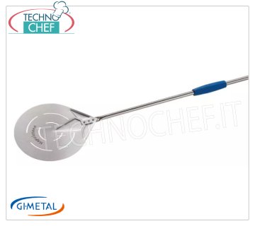 Gi.Metal - Stainless steel perforated pizza peel, Neapolitan line, handle length 150 cm Perforated pizza peel in stainless steel, Neapolitan line, light, smooth and resistant, diameter 170 mm, handle length 1500 mm.
