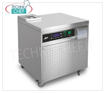 Technochef - AUTOMATIC CUTLERY DRIER, max productivity 5000/6000 cutlery / hour, Mod.JET AUTOMATIC CUTLERY GLOSSY DRYER on mobile trolley, YIELD 5000/6000 cutlery / hour, CONTINUOUS LOADING from above, AUTOMATIC CUTLERY OUTPUT on the front, V.230 / 1, Kw 0.80, dimensions mm 690x620x800h