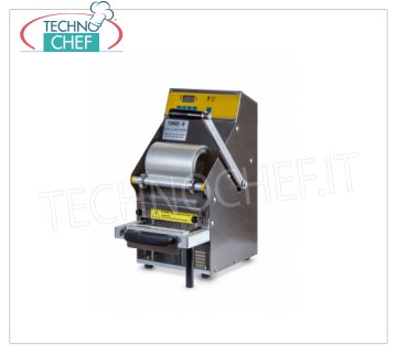 TECHNOCHEF - Manual Lever Thermosealer for Trays, Mod.TSM101-R MANUAL LEVER THERMOSEALING MACHINE WITHOUT MOLD, for PREFORMED TRAYS with MAXIMUM SIZE of mm 205x150x100h, V.230/1, kw 0,5, dimensions mm 260x300x500h