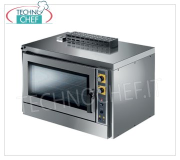 Gas convection oven for 4 trays of 600x400 mm, mechanical controls GAS CONVECTION OVEN with HUMIDIFIER for PASTRY and BAKERY, cooking chamber for 4 600x400 mm TRAYS, ELECTROMECHANICAL CONTROLS, V.230/1, Thermal Power Kw 8,00, Weight 92 Kg, dim.mm.960x760x740h