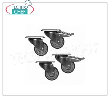 Forcar - 4 wheels kit, 2 with brake 4 wheels kit with 120 mm diameter, 2 of which with brake.