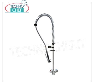 Single hole tap with suspended shower Single-hole countertop mixer tap with knobs and suspended shower head