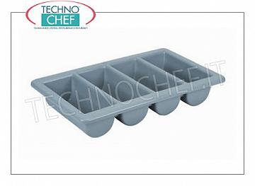 Cutlery containers Cutlery tray with 4 compartments in food-grade polyethylene, dim.mm.530x325x100h